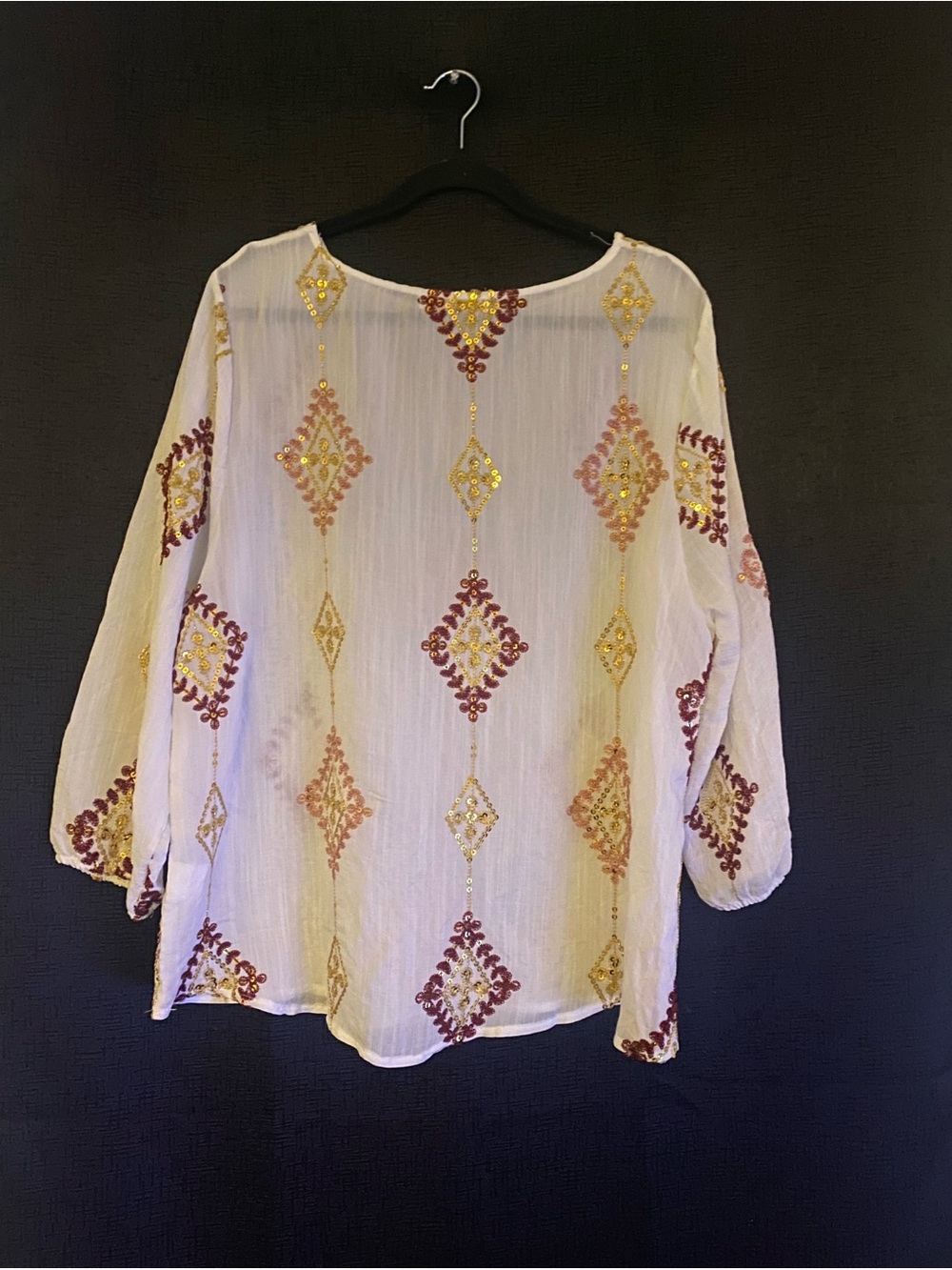 Parami Design - NWT Embroidered & Sequin Geometric Blouse size large